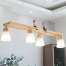 GobekUsa Modern Natural Wood Rectangle Island Pendant Light