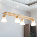 GobekUsa Modern Natural Wood Rectangle Island Pendant Light