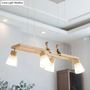 GobekUsa Modern Natural Wood Rectangle Island Pendant Light
