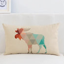 Modern navy & beige geometric elk pillow cover 30x50cm living room by Decorbites