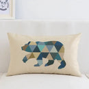 Modern navy & beige geometric elk pillow cover 30x50cm living room by Decorbites