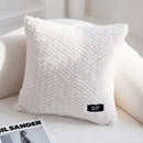Modern neutral geometric texture plush cushion cover living room by Decorbites