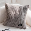 Modern neutral geometric texture plush cushion cover living room by Decorbites