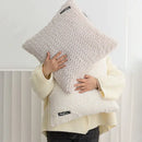 Modern neutral geometric texture plush cushion cover living room by Decorbites