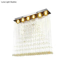 GobekUsa Contemporary Crystal Ball Cascade Flush Ceiling Light - 6 Lights, Nickel Finish