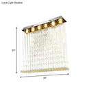 GobekUsa Contemporary Crystal Ball Cascade Flush Ceiling Light - 6 Lights, Nickel Finish