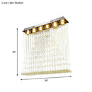 GobekUsa Contemporary Crystal Ball Cascade Flush Ceiling Light - 6 Lights, Nickel Finish