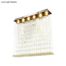 GobekUsa Contemporary Crystal Ball Cascade Flush Ceiling Light - 6 Lights, Nickel Finish