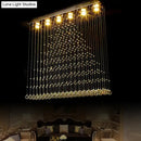 GobekUsa Contemporary Crystal Ball Cascade Flush Ceiling Light - 6 Lights, Nickel Finish