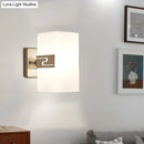 GobekUsa Modern Wall Mounted Nickel Cuboid Sconce Lamp with White Glass - Ideal for Corridors