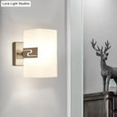 GobekUsa Modern Wall Mounted Nickel Cuboid Sconce Lamp with White Glass - Ideal for Corridors