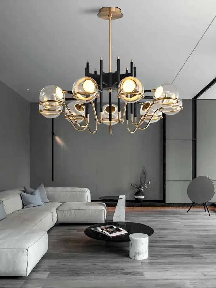 GobekUsa Clear Glass Ball Ceiling Pendant Lights Luxury Nordic Pendant Lamp Black Gold Dimmable, photo 2 of 11