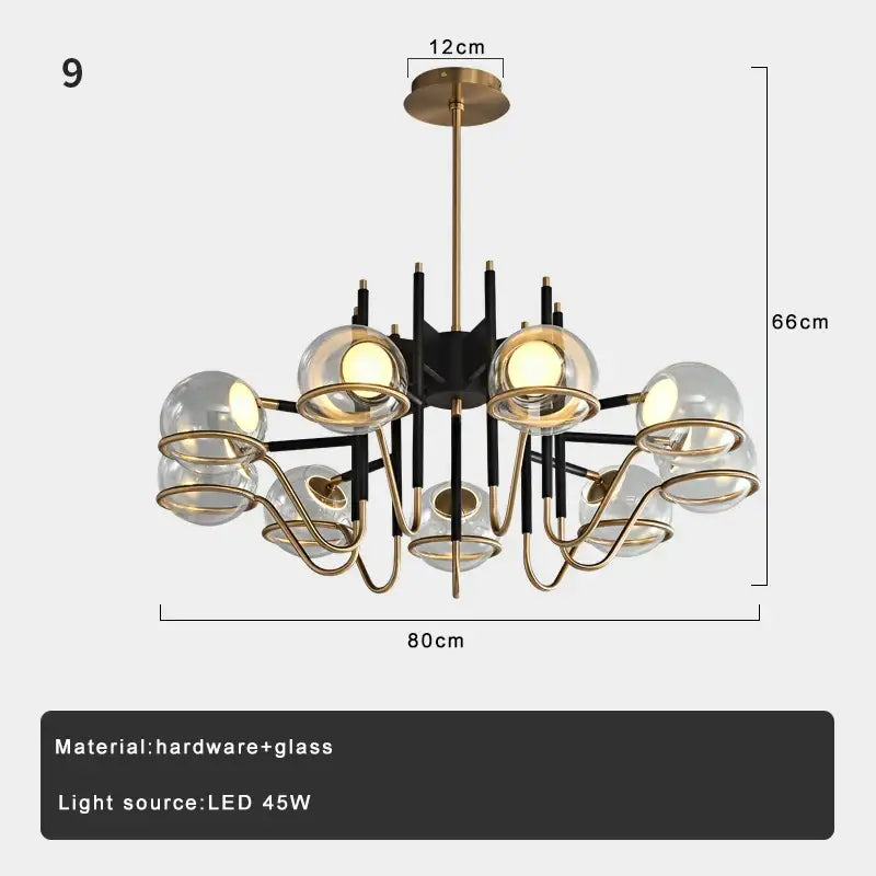 GobekUsa Clear Glass Ball Ceiling Pendant Lights Luxury Nordic Pendant Lamp Black Gold Dimmable, photo 10 of 11