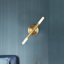 GobekUsa Modern Nordic Style Metal Wall-Mount Sconce Lamp - Slim Tube Design with Brass Finish - 2 Heads - Perfect for Bedside Lighting