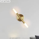 GobekUsa Modern Nordic Style Metal Wall-Mount Sconce Lamp - Slim Tube Design with Brass Finish - 2 Heads - Perfect for Bedside Lighting