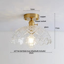 GobekUsa Clear Glass LED Ceiling Light Fixture Modern Nordic Copper Knob Switch Lamp