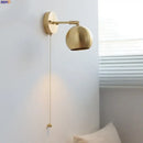 GobekUsa Copper Wall Light with Pull Chain Switch, Modern Nordic Design