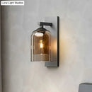GobekUsa Nordic Grey Finish Glass Dome Wall Lamp: Elegant Smokey Blown Glass Sconce Lighting for Corridor