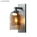 GobekUsa Nordic Grey Finish Glass Dome Wall Lamp: Elegant Smokey Blown Glass Sconce Lighting for Corridor