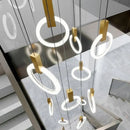 GobekUsa LED Wood Stair Chandelier: Modern Nordic Living Room Ceiling Pendant Lights