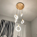 GobekUsa LED Wood Stair Chandelier: Modern Nordic Living Room Ceiling Pendant Lights
