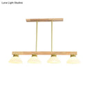 GobekUsa Nordic Linear Wood Hanging Light with 4 Heads and Opal Glass Shade in Gold/Black Finish