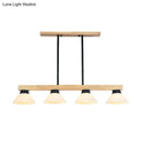 GobekUsa Nordic Linear Wood Hanging Light with 4 Heads and Opal Glass Shade in Gold/Black Finish