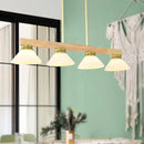 GobekUsa Nordic Linear Wood Hanging Light with 4 Heads and Opal Glass Shade in Gold/Black Finish