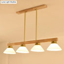 GobekUsa Nordic Linear Wood Hanging Light with 4 Heads and Opal Glass Shade in Gold/Black Finish