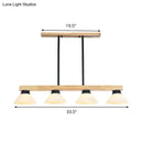 GobekUsa Nordic Linear Wood Hanging Light with 4 Heads and Opal Glass Shade in Gold/Black Finish
