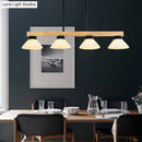 GobekUsa Nordic Linear Wood Hanging Light with 4 Heads and Opal Glass Shade in Gold/Black Finish
