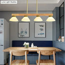 GobekUsa Nordic Linear Wood Hanging Light with 4 Heads and Opal Glass Shade in Gold/Black Finish