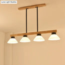 GobekUsa Nordic Linear Wood Hanging Light with 4 Heads and Opal Glass Shade in Gold/Black Finish