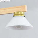 GobekUsa Nordic Linear Wood Hanging Light with 4 Heads and Opal Glass Shade in Gold/Black Finish