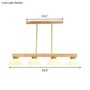 GobekUsa Nordic Linear Wood Hanging Light with 4 Heads and Opal Glass Shade in Gold/Black Finish