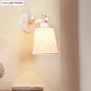 GobekUsa Modern Nordic Wall Lamp with Horn Shade and Wood Joint in Black/White - 1-Light Sconce