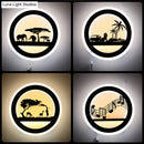 GobekUsa Modern Nordic LED Wall Light Sconce - Round/Elephant/Giraffe Design, Ultrathin and Wall Mounted - Acrylic Shade - Warm/White Light