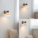 GobekUsa LED Wall Light Fixture Modern Nordic Rotating Reading Lamp White Ceramic Wood