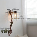 GobekUsa LED Wall Light Fixture Modern Nordic Rotating Reading Lamp White Ceramic Wood