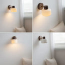 GobekUsa LED Wall Light Fixture Modern Nordic Rotating Reading Lamp White Ceramic Wood