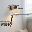 GobekUsa LED Wall Light Fixture Modern Nordic Rotating Reading Lamp White Ceramic Wood
