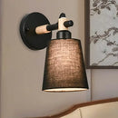 GobekUsa Modern Nordic Wall Lamp with Horn Shade and Wood Joint in Black/White - 1-Light Sconce