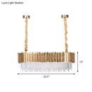 GobekUsa Modern Oblong Island Pendant Lamp with Crystal Rods in Gold - 6/8 Light, 23.5"/31.5" Wide