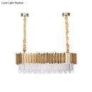 GobekUsa Modern Oblong Island Pendant Lamp with Crystal Rods in Gold - 6/8 Light, 23.5"/31.5" Wide