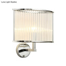 GobekUsa Modern Oblong Wall Sconce with Clear Crystal Shade - Silver Finish Bulb Lamp