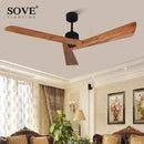 GobekUsa 60" Wood Ceiling Fan, Remote Control, Creative Living Room Dining Room Loft, DC Fan