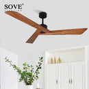 GobekUsa 60" Wood Ceiling Fan, Remote Control, Creative Living Room Dining Room Loft, DC Fan