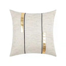 Modern off-white and gold black stripe jaquard cushion cover living room by Decorbites