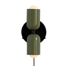 Modern olive green & terracotta cream double head wall lamps bedroom by Decorbites