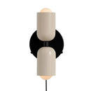 Modern olive green & terracotta cream double head wall lamps bedroom by Decorbites